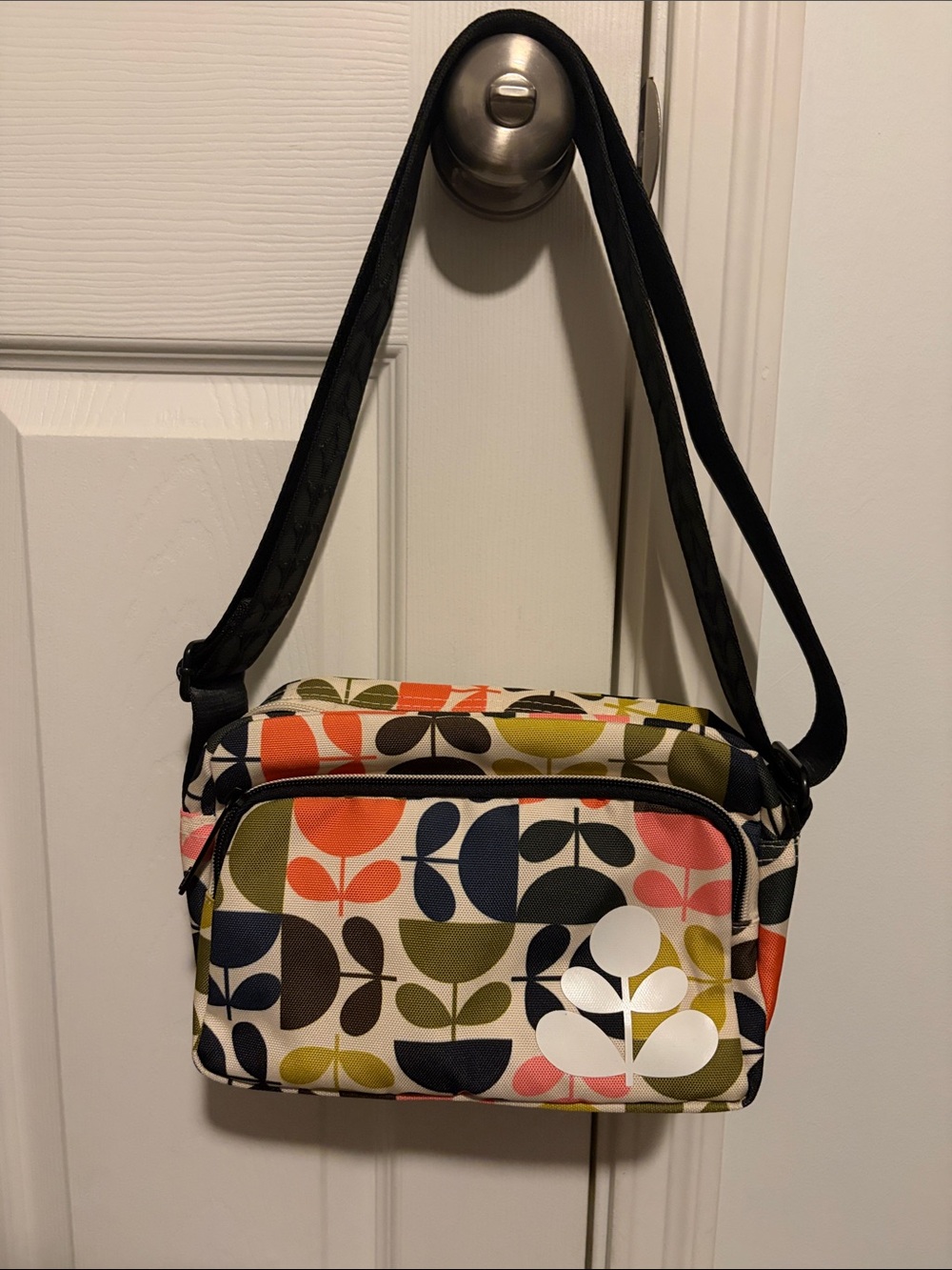 Orla Kiely Multicolor Stem-Print Crossbody with Black Strap